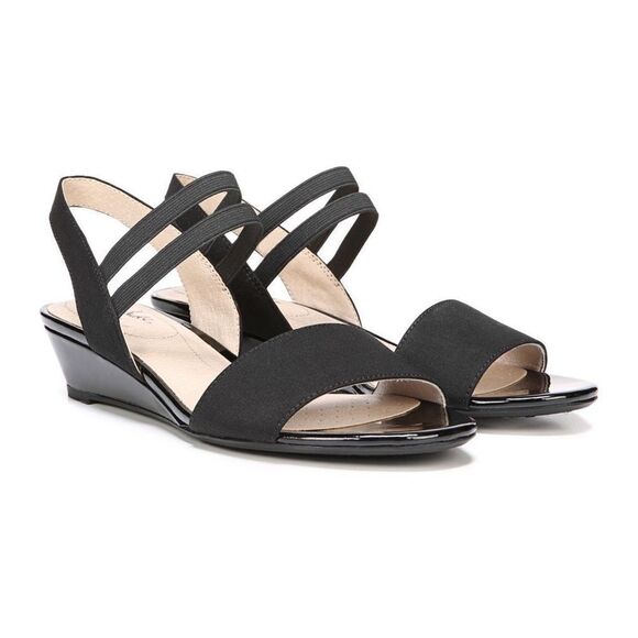 Life Stride Yolo Women's Black Ankle Strap Wedge Sandals Size 7 NWOT - Picture 1 of 8